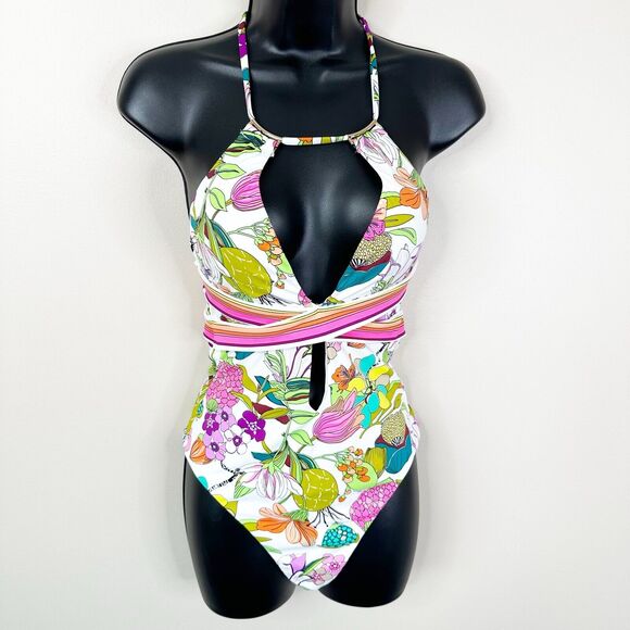 NEW Trina Turk Bathing Suit Sz 6 Key West Botanical Floral One Piece Swimsuit - Picture 4 of 13